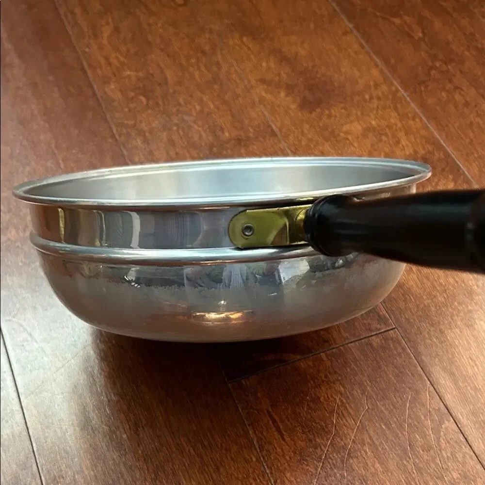 Vintage Copper and Brass Chafing Dish with Black Wooden Handle
